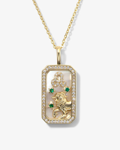 Sternzeichen-Halskette mit Perlmutt-Amulett | 18K vergoldeter Himmelsanhänger