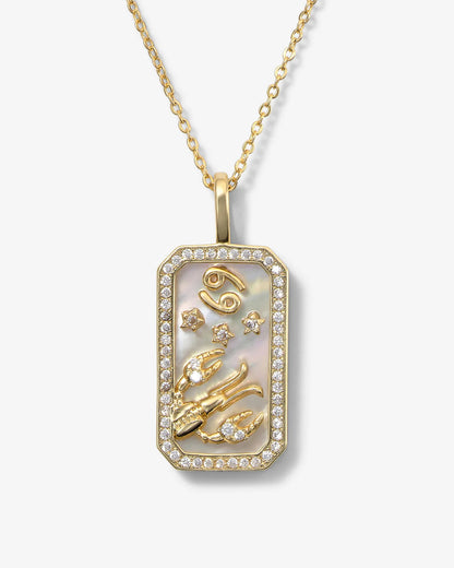 Sternzeichen-Halskette mit Perlmutt-Amulett | 18K vergoldeter Himmelsanhänger