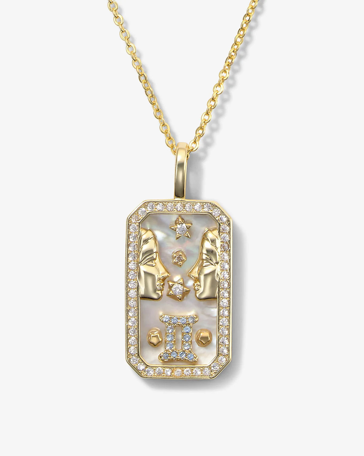 Sternzeichen-Halskette mit Perlmutt-Amulett | 18K vergoldeter Himmelsanhänger