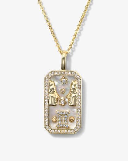 Sternzeichen-Halskette mit Perlmutt-Amulett | 18K vergoldeter Himmelsanhänger