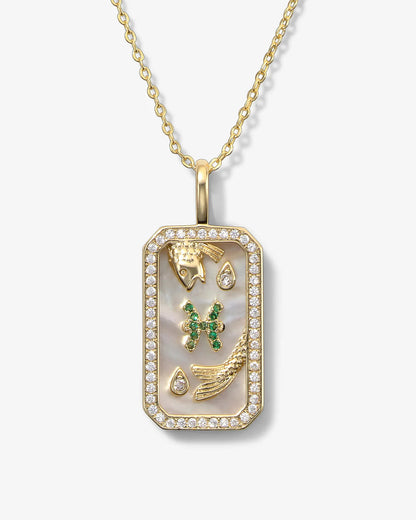 Sternzeichen-Halskette mit Perlmutt-Amulett | 18K vergoldeter Himmelsanhänger