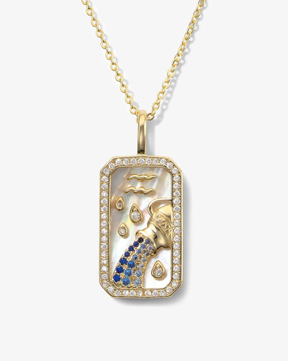 Sternzeichen-Halskette mit Perlmutt-Amulett | 18K vergoldeter Himmelsanhänger