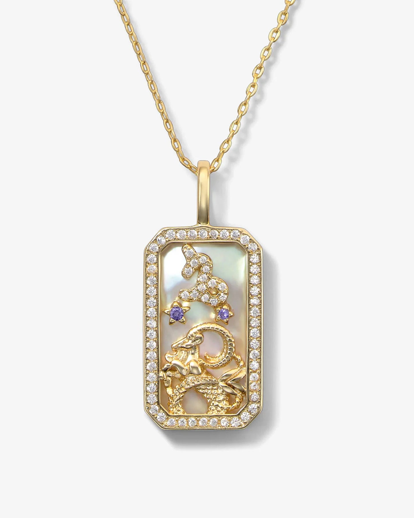 Sternzeichen-Halskette mit Perlmutt-Amulett | 18K vergoldeter Himmelsanhänger