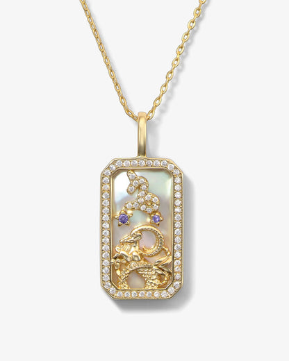 Sternzeichen-Halskette mit Perlmutt-Amulett | 18K vergoldeter Himmelsanhänger