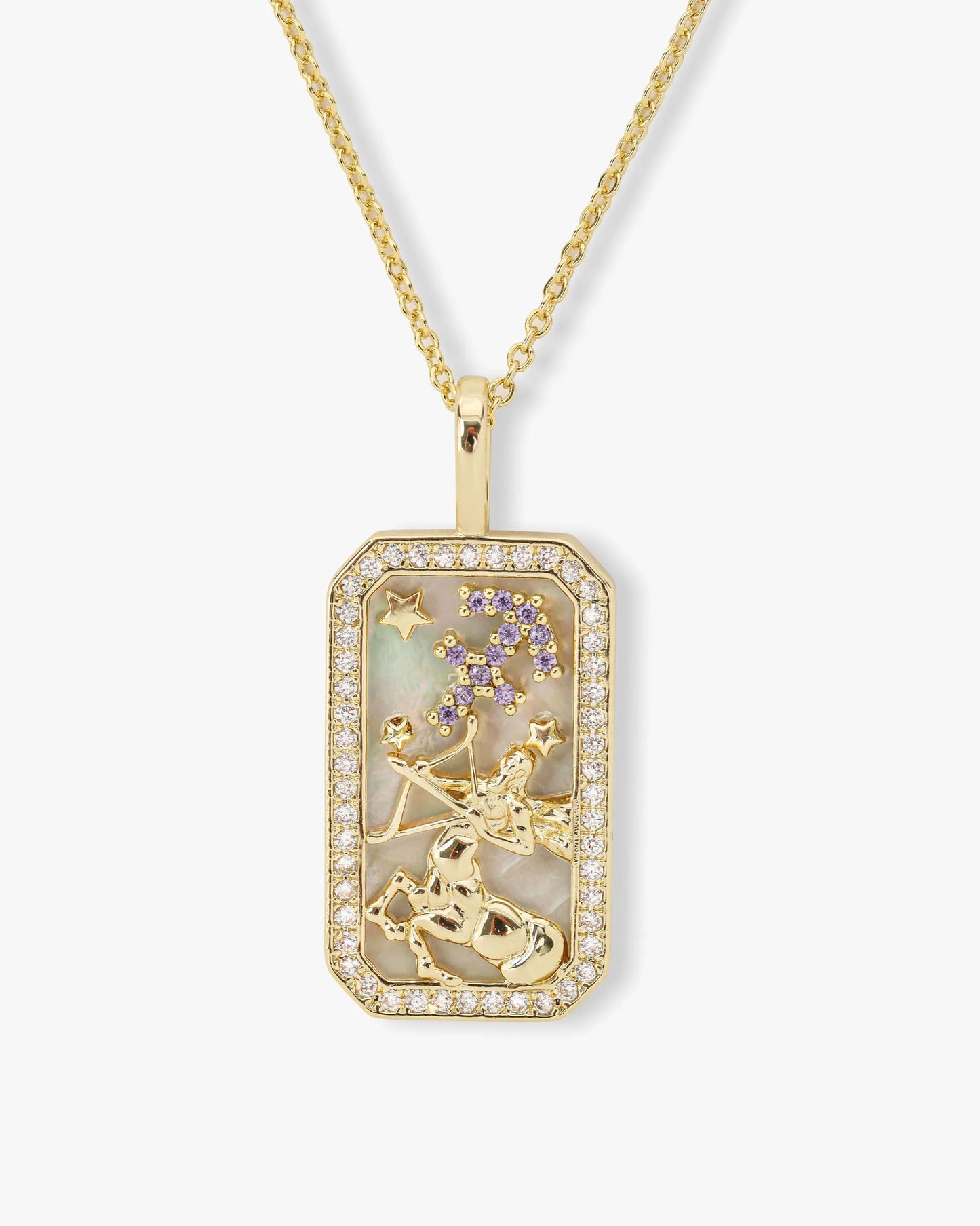 Sternzeichen-Halskette mit Perlmutt-Amulett | 18K vergoldeter Himmelsanhänger