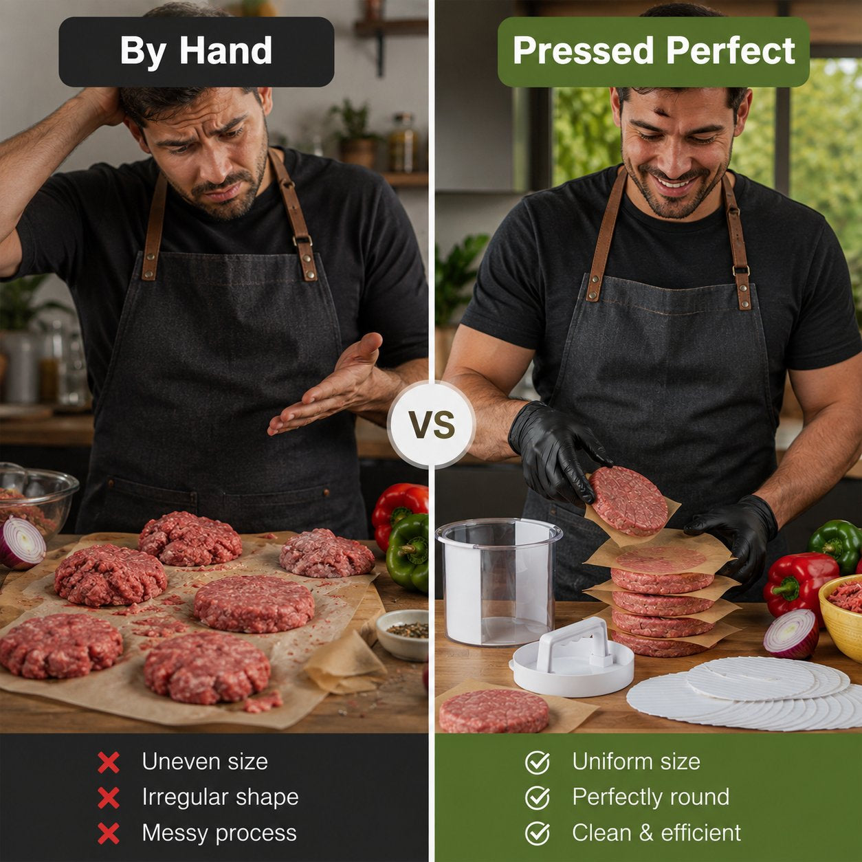 12-Piece Burger Press Kit | Homemade Patty Maker & Storage Set for BBQ & Meal Prep