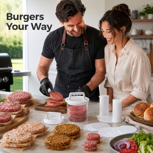 12-Piece Burger Press Kit | Homemade Patty Maker & Storage Set for BBQ & Meal Prep