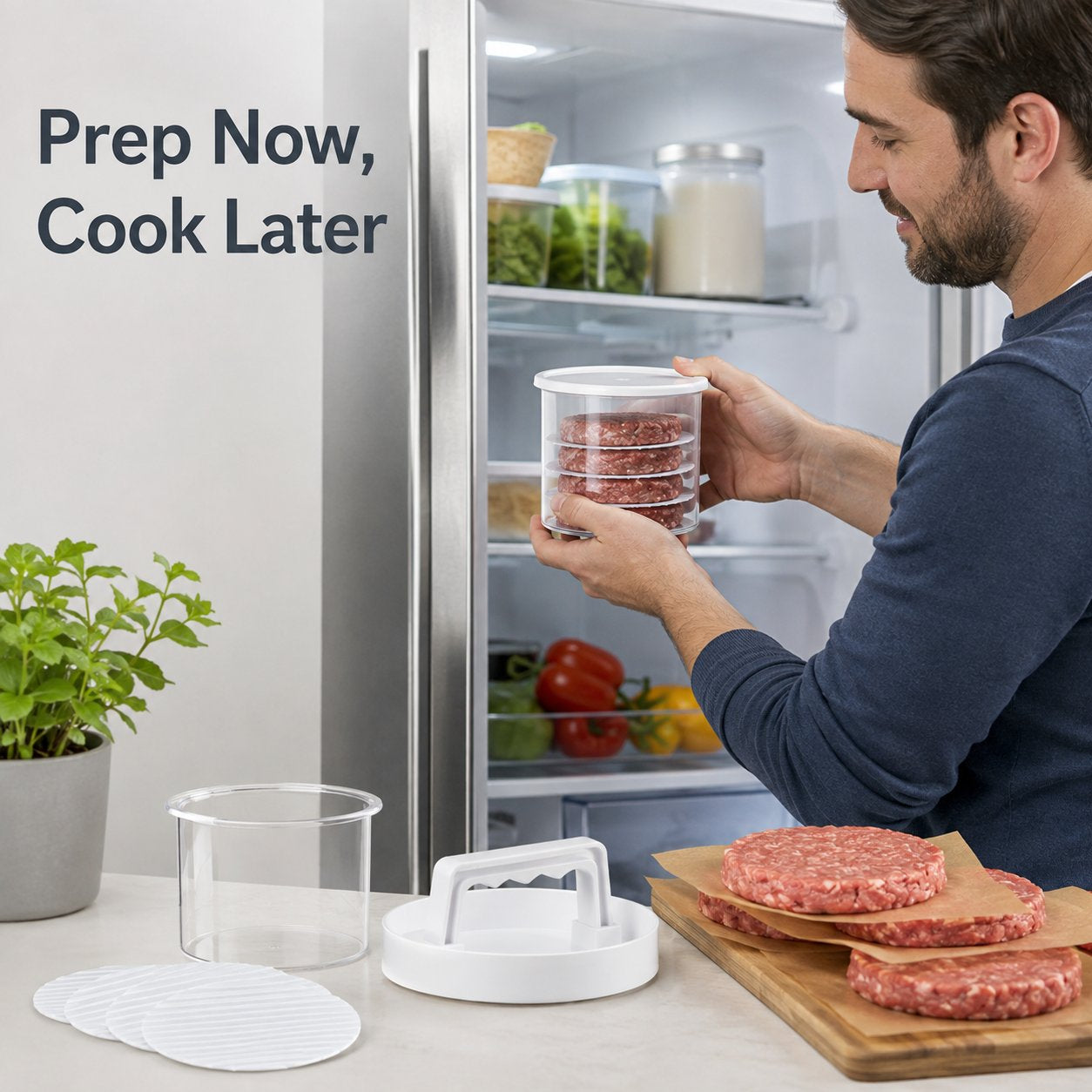 12-Piece Burger Press Kit | Homemade Patty Maker & Storage Set for BBQ & Meal Prep