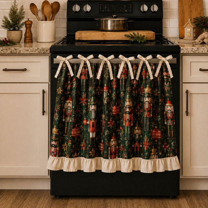 Beautiful Christmas Oven Protector, Holiday Kitchen Decor Gift for Mom, Cute Ruffled Appliance Cover