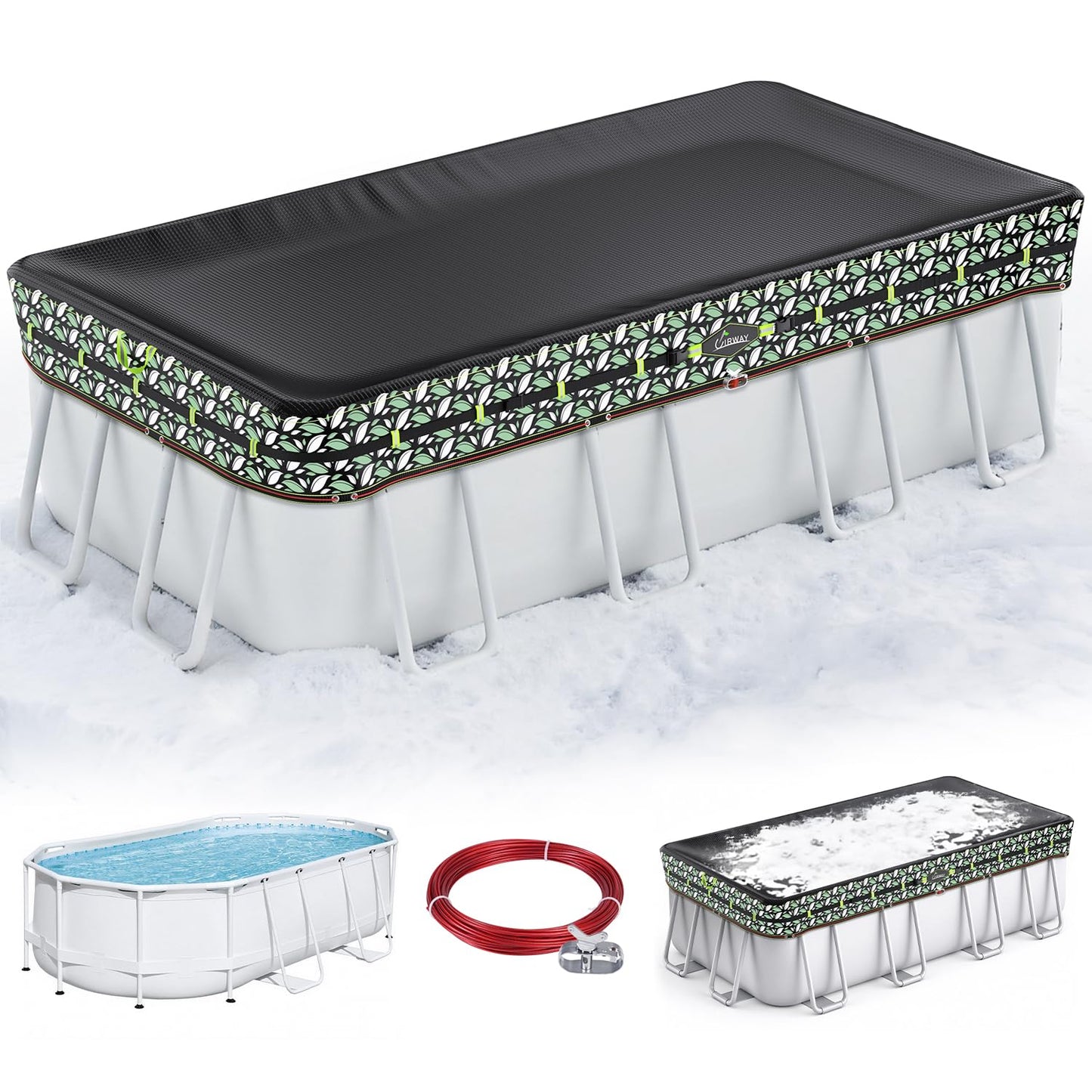 Heavy-Duty Winter Pool Cover | 200gsm Waterproof & Windproof Protection