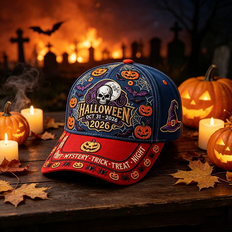 Bestickte Halloween Baseballkappe | Vintage Grusel Herbstmütze