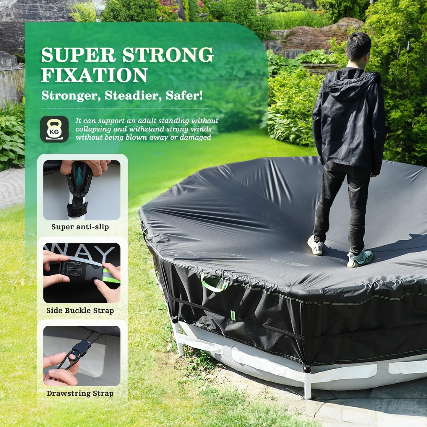 Heavy-Duty Winter Pool Cover | 200gsm Waterproof & Windproof Protection