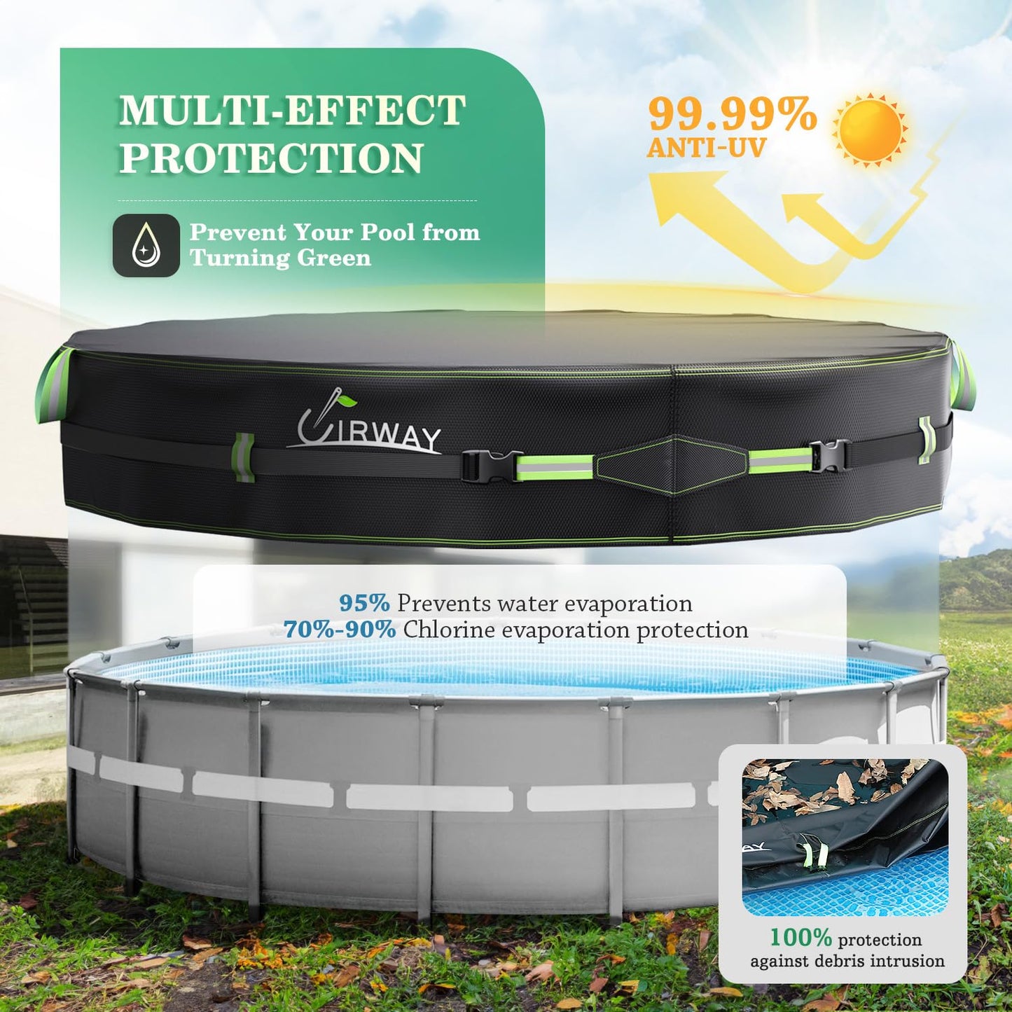 Heavy-Duty Winter Pool Cover | 200gsm Waterproof & Windproof Protection