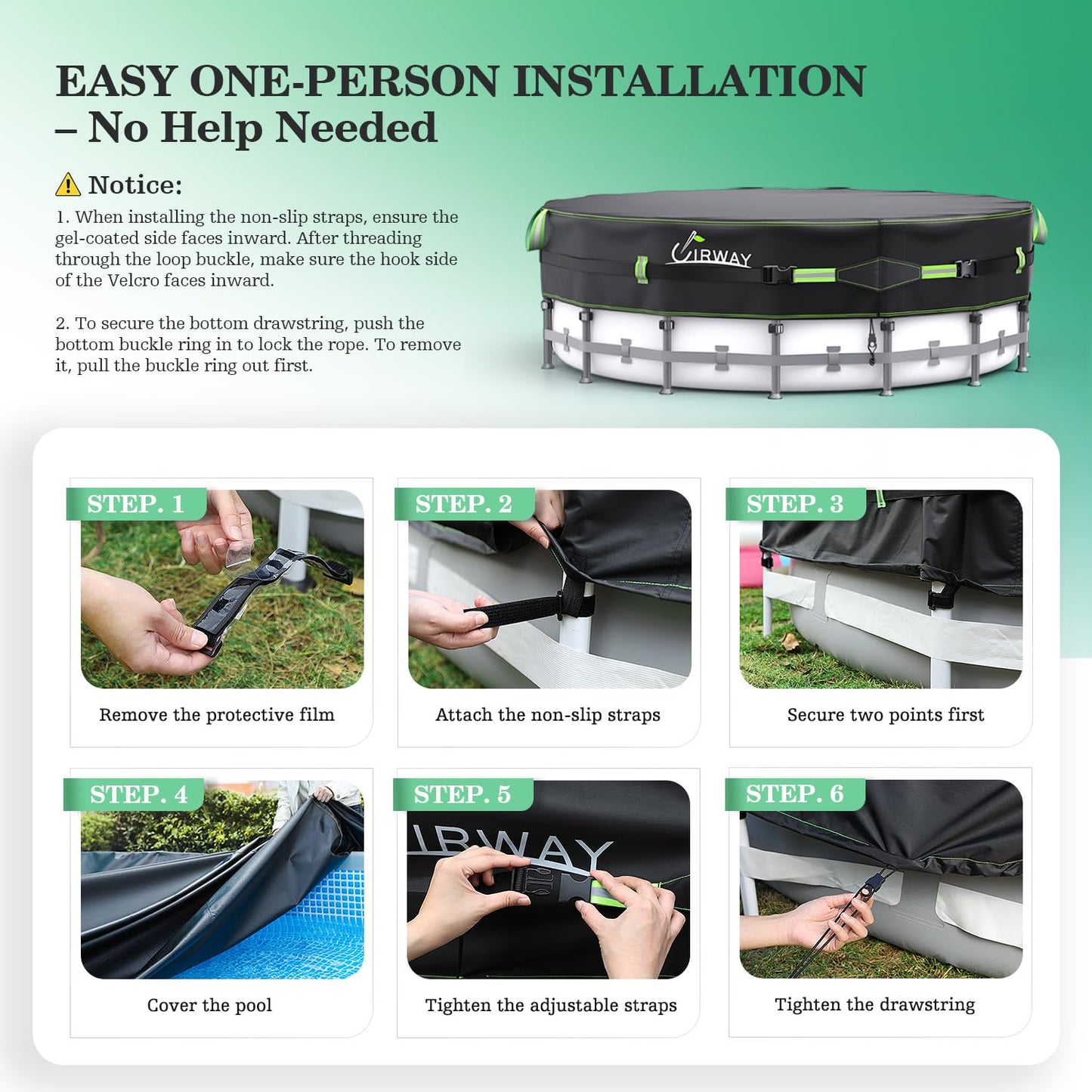 Heavy-Duty Winter Pool Cover | 200gsm Waterproof & Windproof Protection
