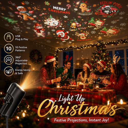 ✨✨Hot Sale 54% OFF Plug‑and‑Play HD Holiday Projector, Multi‑Scene Projection Light for Christmas, Halloween & Faith‑Themed Decor