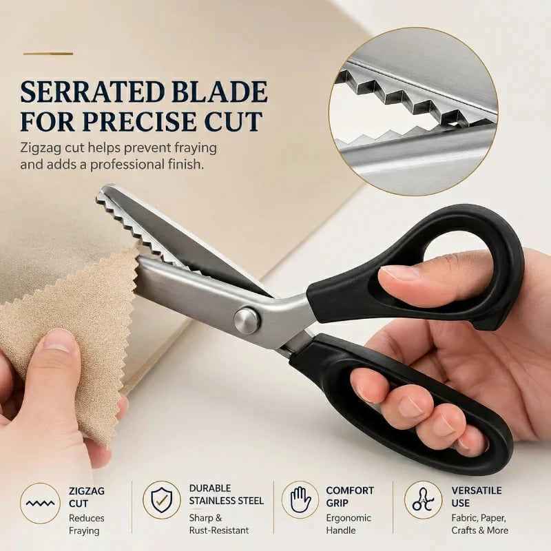 🧵✂️Stainless Steel Pinking Shears – 9.1" Zig Zag Fabric Scissors for Sewing, Quilting, Dressmaking & DIY Crafts