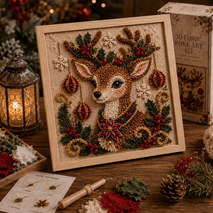 3D Christmas Fabric Poke Art Kit | DIY Holiday Embroidery Craft