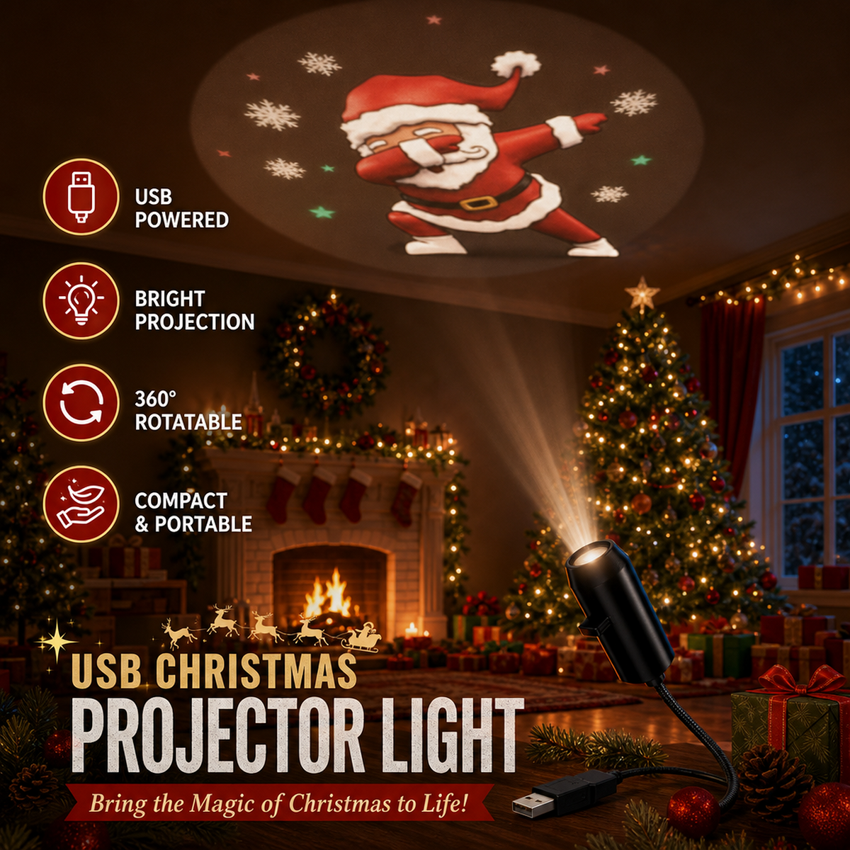 ✨✨Hot Sale 54% OFF Plug‑and‑Play HD Holiday Projector, Multi‑Scene Projection Light for Christmas, Halloween & Faith‑Themed Decor