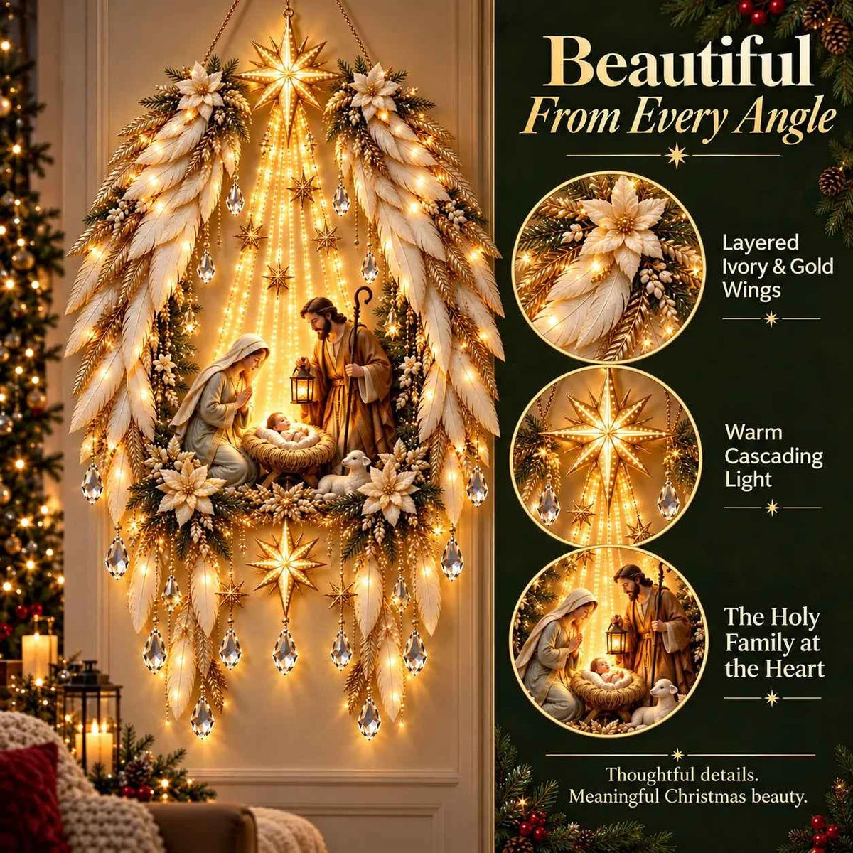 ✨👼 3D Heavenly Angel Wings Nativity Light✨ – Lighted Christmas Wall Decor  ✈️