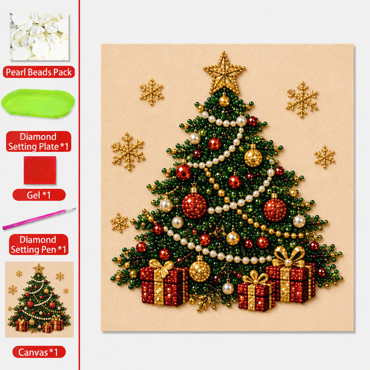 DIY 3D Weihnachtsperlen-Kunstset | Feiertags-Perlenmalerei & Gerahmte Weihnachtswanddekoration