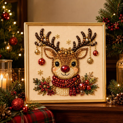 DIY 3D Weihnachtsperlen-Kunstset | Feiertags-Perlenmalerei & Gerahmte Weihnachtswanddekoration