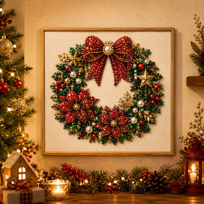 DIY 3D Weihnachtsperlen-Kunstset | Feiertags-Perlenmalerei & Gerahmte Weihnachtswanddekoration