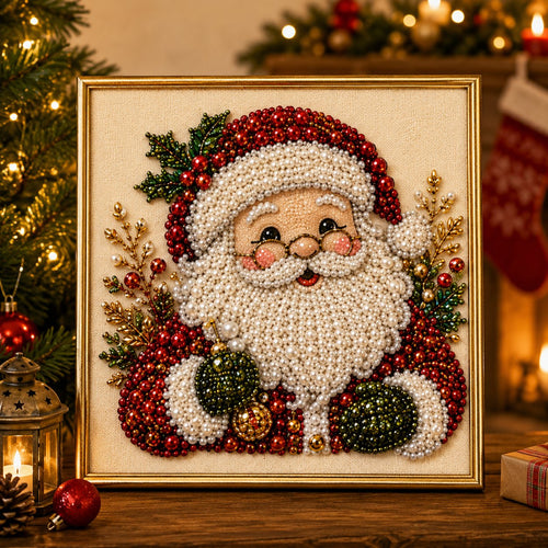 DIY 3D Weihnachtsperlen-Kunstset | Feiertags-Perlenmalerei & Gerahmte Weihnachtswanddekoration
