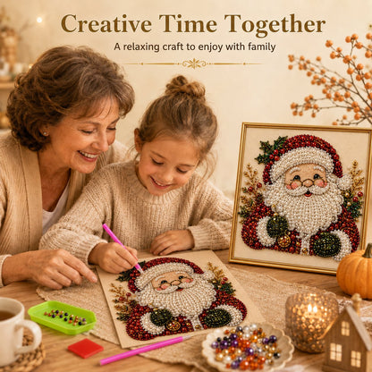DIY 3D Weihnachtsperlen-Kunstset | Feiertags-Perlenmalerei & Gerahmte Weihnachtswanddekoration