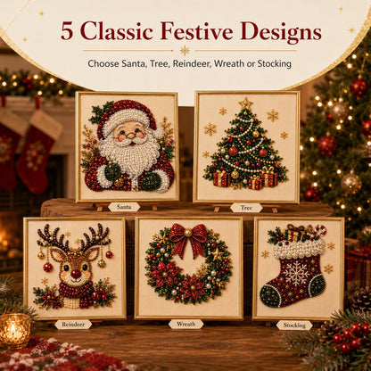 DIY 3D Weihnachtsperlen-Kunstset | Feiertags-Perlenmalerei & Gerahmte Weihnachtswanddekoration