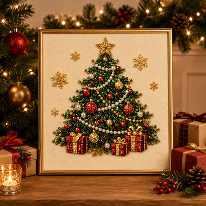 DIY 3D Weihnachtsperlen-Kunstset | Feiertags-Perlenmalerei & Gerahmte Weihnachtswanddekoration
