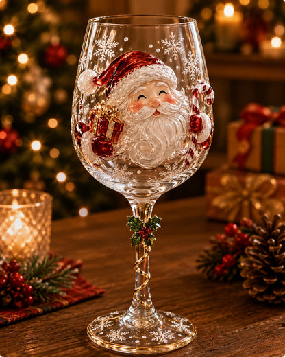 3D Christmas Wine Glass Collection | Festive Holiday Drinkware & Gift Set