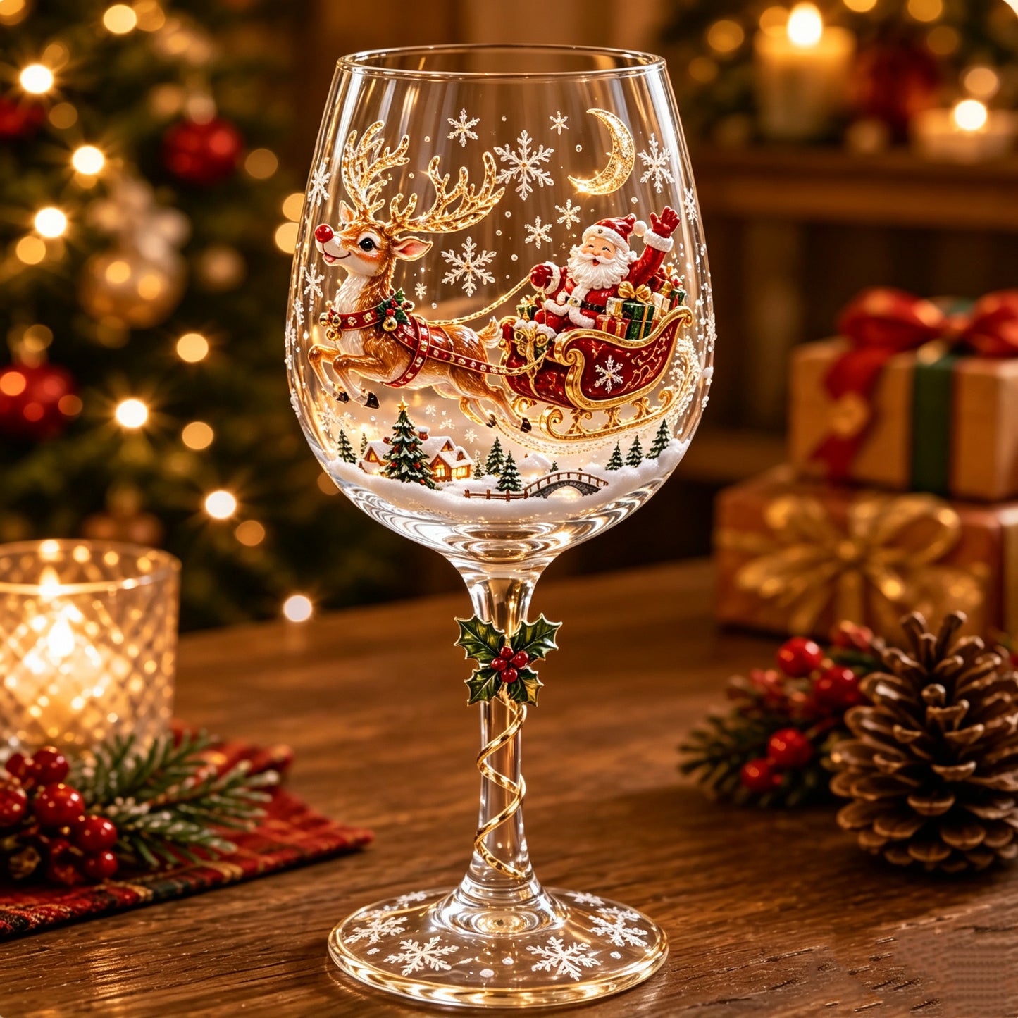 3D Christmas Wine Glass Collection | Festive Holiday Drinkware & Gift Set