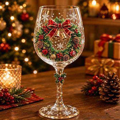 3D Christmas Wine Glass Collection | Festive Holiday Drinkware & Gift Set
