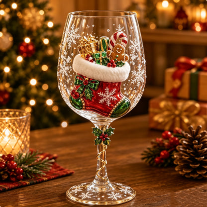 3D Christmas Wine Glass Collection | Festive Holiday Drinkware & Gift Set