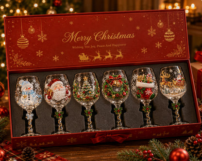3D Christmas Wine Glass Collection | Festive Holiday Drinkware & Gift Set