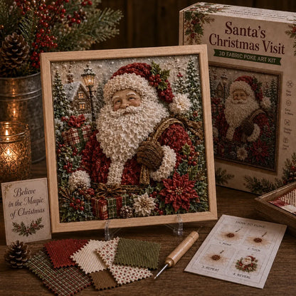 3D Christmas Fabric Poke Art Kit | DIY Holiday Embroidery Craft