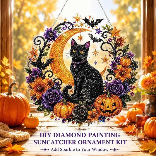 Halloween Diamond Painting Suncatcher Kit | DIY Acrylic Window Hanging Decor