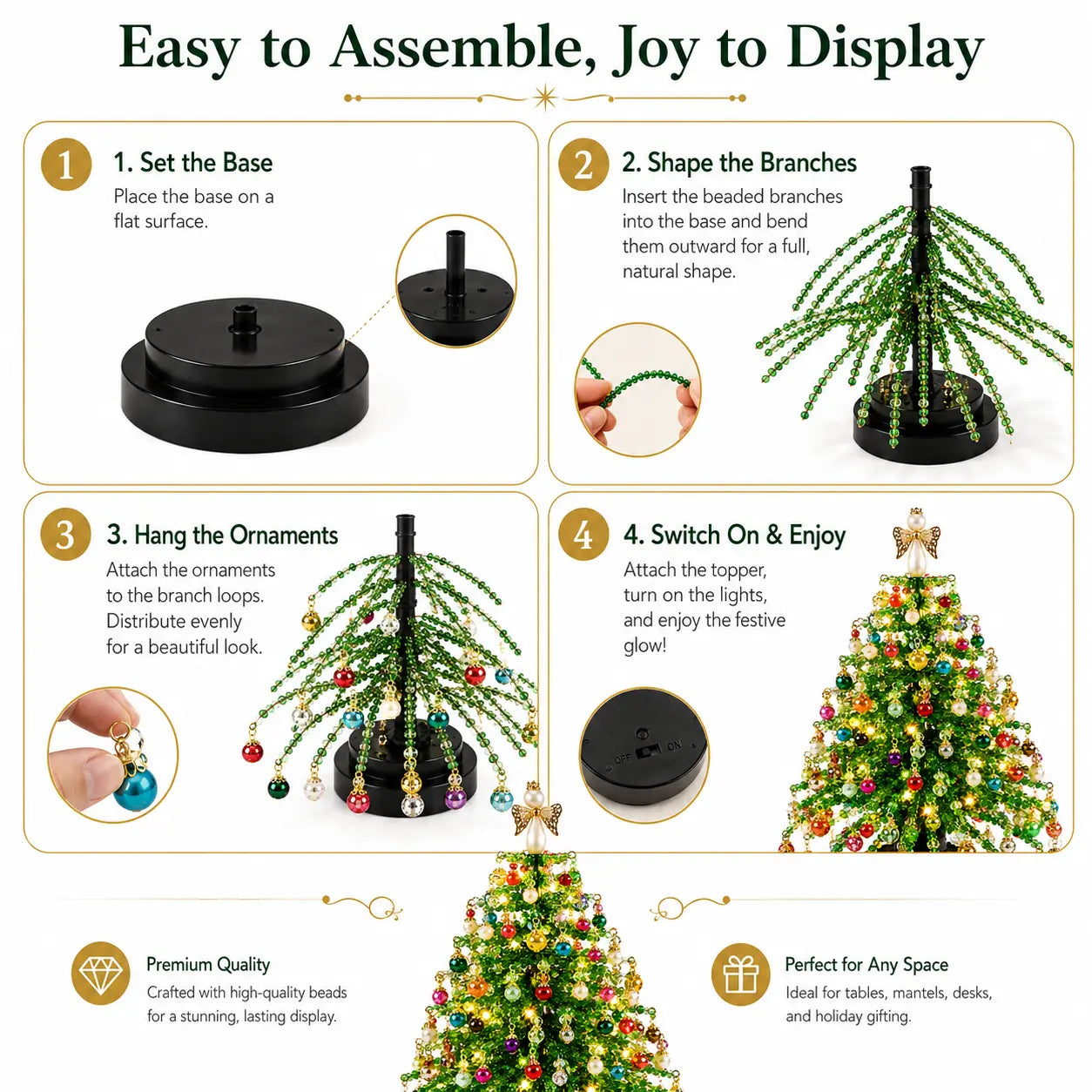 DIY Perlen-Weihnachtsbaum-Bastelset | Handgemachtes Kristall-Feiertags-Bastelset