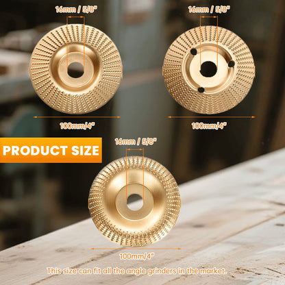 3-Piece Wood Carving Disc Set | Flat, Curved & Beveled Angle Grinder Wheels