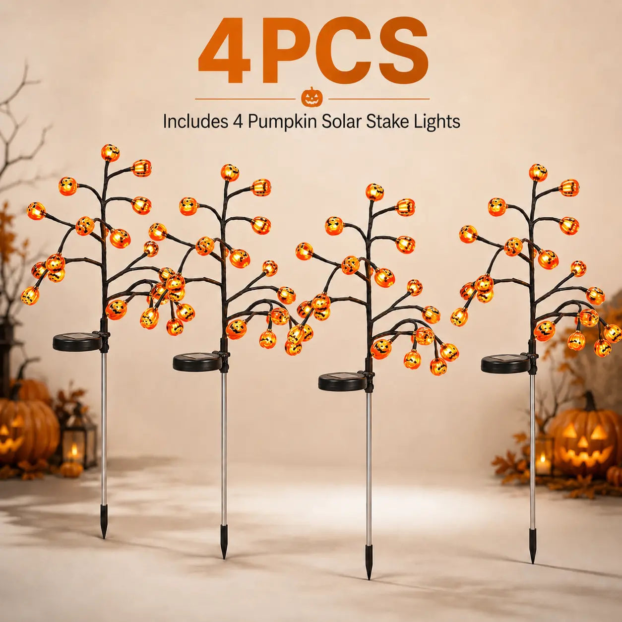Solar Pumpkin Stake Lights Durable PS Pumpkin Heads,20-Head Halloween Garden Lights with 8 Lighting Modes & Auto On/Off, Outdoor Pathway Yard Lawn Decor, 2/4 Pack tiktokshopbacktoschool