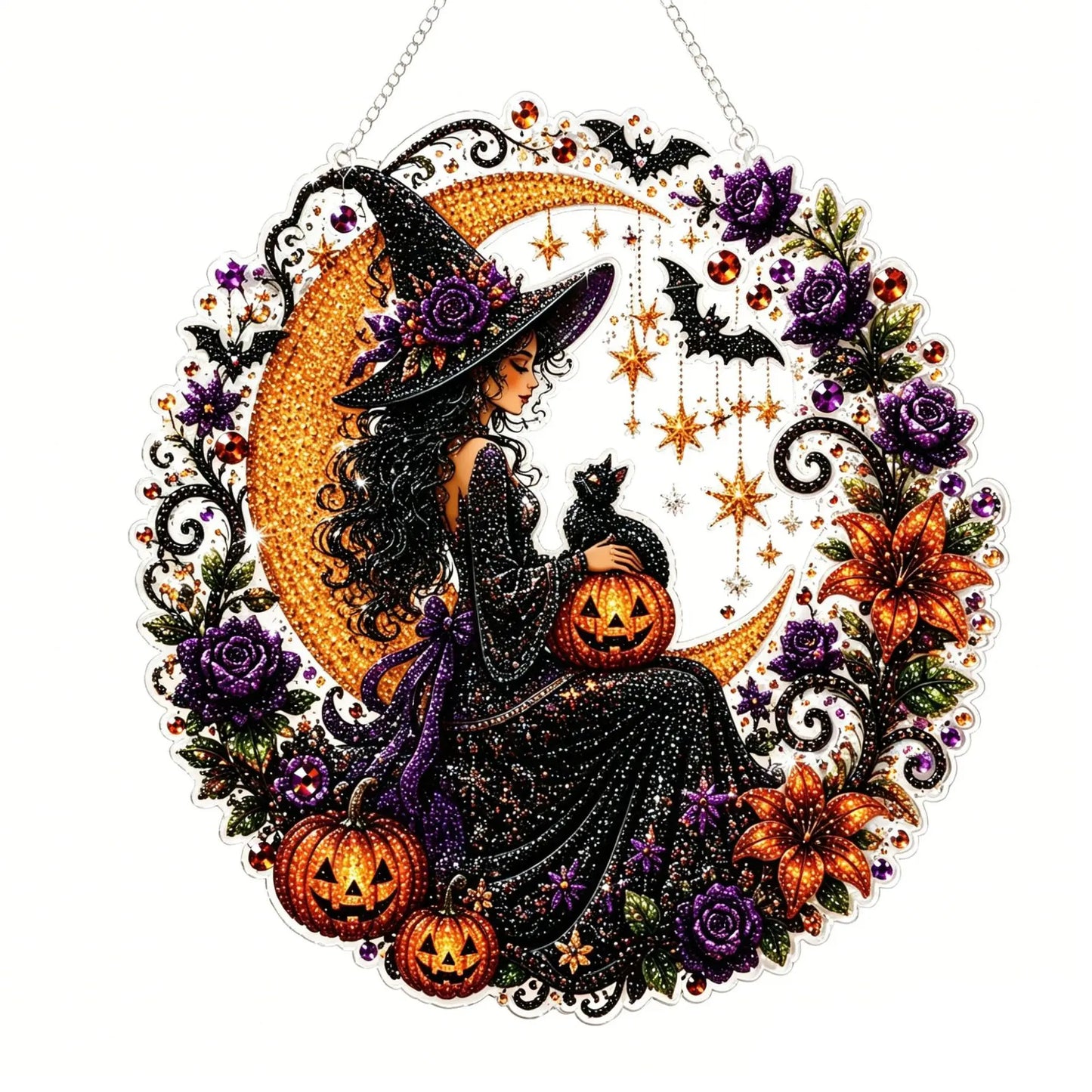 Halloween Diamond Painting Suncatcher Kit | DIY Acrylic Window Hanging Decor