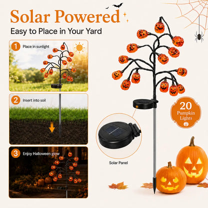 Solar Pumpkin Stake Lights Durable PS Pumpkin Heads,20-Head Halloween Garden Lights with 8 Lighting Modes & Auto On/Off, Outdoor Pathway Yard Lawn Decor, 2/4 Pack tiktokshopbacktoschool