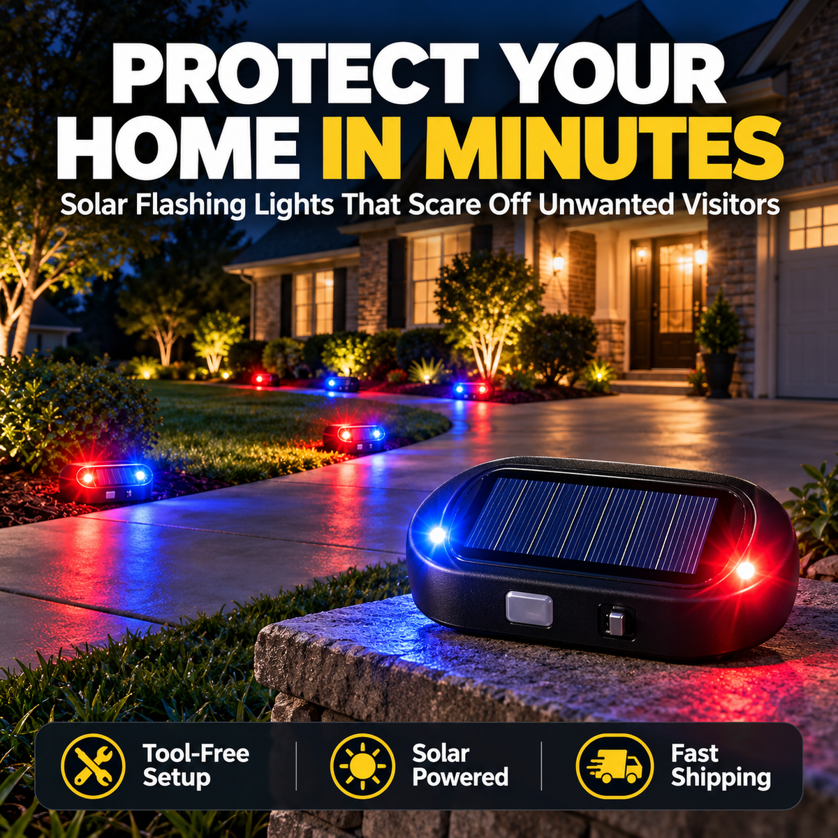 Last Day 60% OFF🔥-🔦  Solar Flashing Car Security Light –  Visible Theft Deterrent For Vehicles & Property