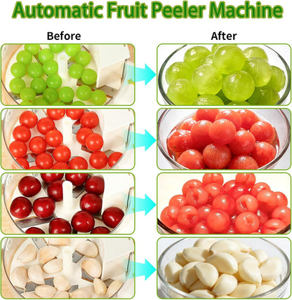 Automatic Grape Peeler Machine, Electric Garlic Peeler & Cherry Tomato,Cordless Electric Grape Peeling Machine for Fruit & Vegetable-Rechargeable Garlic Peeler Skin Remover for Home (Milky White)