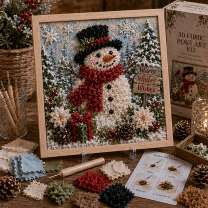 3D Christmas Fabric Poke Art Kit | DIY Holiday Embroidery Craft