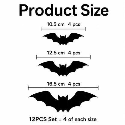 3D LED Halloween Bat Wall Stickers | Glow In The Dark Spooky Decorations For Home, Window & Party Decor