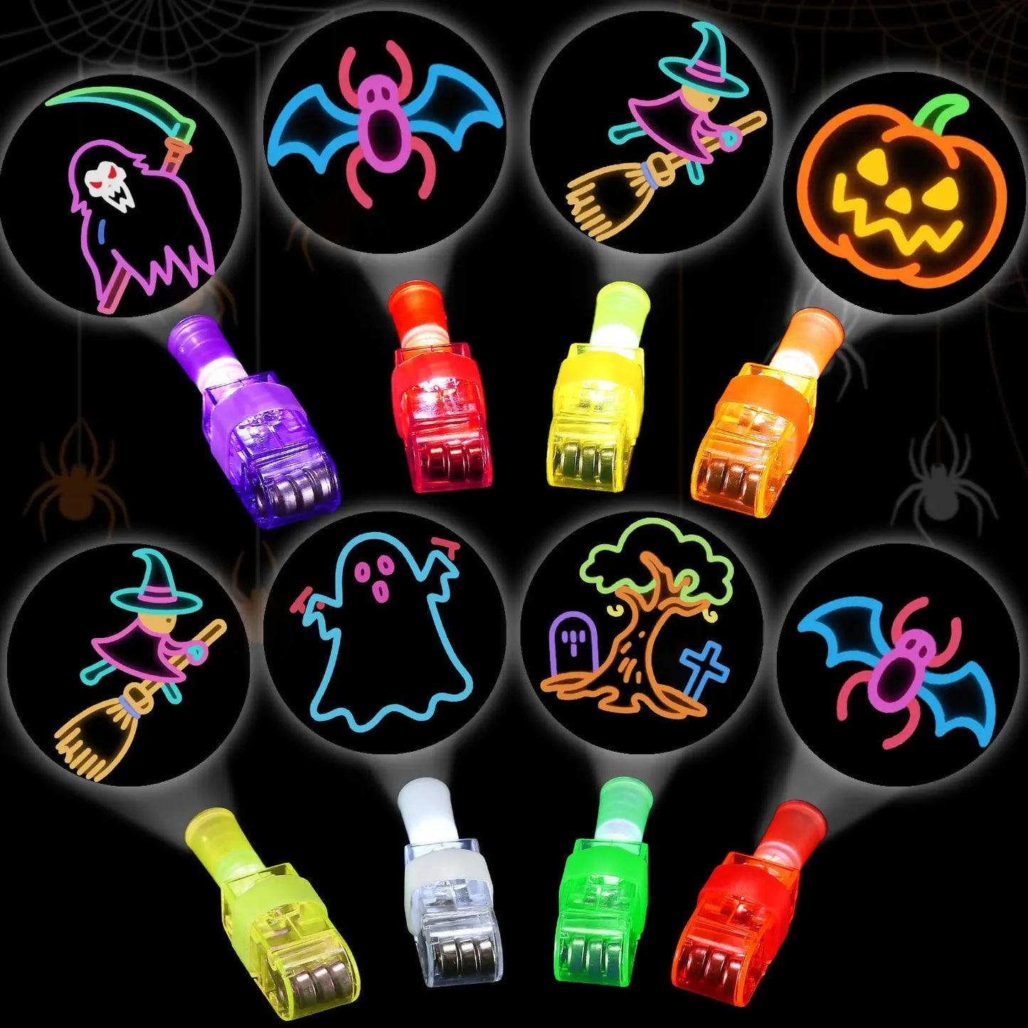 24-Pack Finger Projector Lights for Kids | Halloween & Animal Party Favors
