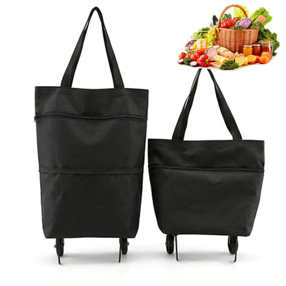 2-in-1 Foldable Shopping Cart With Wheels | Waterproof Grocery Tote Bag For Grocery Shopping, Laundry & Travel