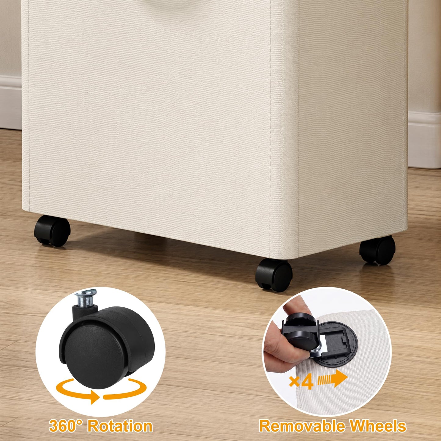 Slim Rolling Laundry Hamper with Wheels – 75L Space-Saving Laundry Basket