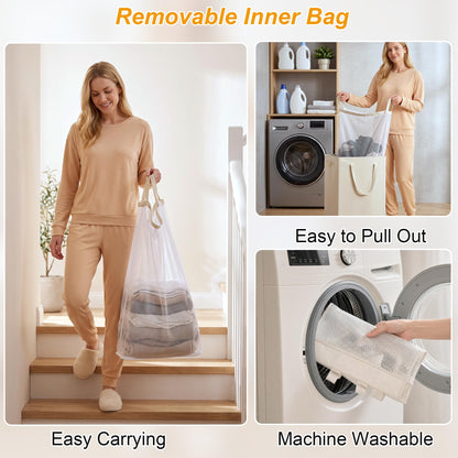 Slim Rolling Laundry Hamper with Wheels – 75L Space-Saving Laundry Basket